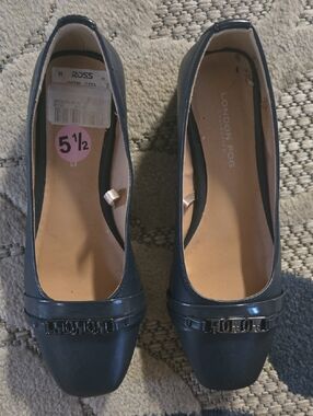 London Fog Navy Blue Women's Slip-On Loafers with Metal Bit